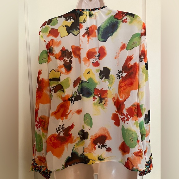 Kut From The Kloth Watercolor Button Down Blouse with Tie Waist - Picture 2 of 7